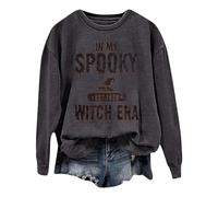 Sweat-shirts tendance d'Halloween pour femme In My Spooky Witch Era - Costume d'Halloween mignon à manches longues - Col rond - Haut vintage ample - Pour fête d'Halloween, gris foncé, XXL