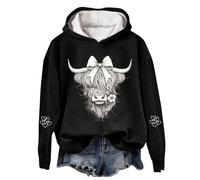 Sweat-shirts Vache Highland pour Femmes avec Capuche Pull de Noël Vache Highland Hoodies Grande Taille Décontracté Ample Pullover Mignon Sweat-shirt Cowgirl Pull Amusant Streetwear Cadeaux Essentiels