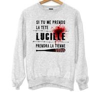 Sweat - Si tu me Prends la tête - 50% Coton 50% Polyester - Manches longues - Gris S