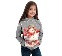 Sweat Sport Enfant Sweat à Capuche à Manches Longues pour Noël Filles Sweat-Shirt de personnalité Doux Noël Graphique Pulls Mignons pour Enfants Thème de Noël Vêtements pour (01G-Grey, 10-12 Years)