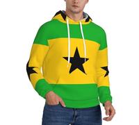 Sweat Sport Urbain pour Homme avec Imprimé Sao Tomé-Et-Principe Drapeau National Windproof Chaud avec Grande Poche Avant Vêtement Streetwear Essentiel pour Un Confort Sportif Quotidien