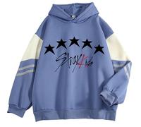 Sweat Stray Kids Officiel, Merch de Concert Kpop, Pullover Unisexe pour Fans de Musique, Cadeau de Saison Festive (Denim Bleu,TG)