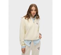 Sweat Superdry Athletic Collared Half Zip blanc femme - XS