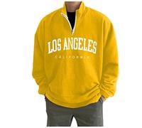 Sweat surdimensionné à imprimé graphique Los Angeles California pour homme, tendance, hiver, automne, col rond, mignon sweatshirts pour adolescents, hommes, hauts amples décontractés à fermeture