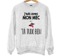 Sweat - Tá tudo bem - Unisexe - Manches longues - Col classique - Gris S