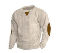 Sweat Travail Homme, Sweat-Shirt Homme sans Capuche en Velours CôTelé à Col Rond Design Patchwork avec Motif Triangle pour Saison Printemps Automne