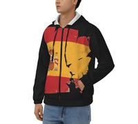 Sweat Zippé À Capuche Adulte Unisexe Espagne Drapeau National Pull À Capuche Tenue De Travail Sweat Zippé Haut Unisexe Style Classique du Royaume-Uni