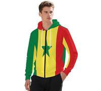 Sweat Zippé À Capuche Adulte Unisexe Sénégal Drapeau National Pull À Capuche Tenue De Travail Sweat Zippé Haut Unisexe Style Classique du Royaume-Uni