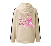 Sweat Zippé à Capuche Femme Manches Longues Décontracté Sweatshirt à Capuche Cancer du Sein Octobre Rose Gilet Grande Taille Veste Sport Femme Automne Hiver Chaud