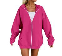 Sweat Zippé à Capuche Femme Manches Longues Décontracté Sweatshirt à Capuche Gilet Grande Taille Veste Sport Femme Automne Hiver Chaud Chic Élégant Streetwear Oversize Hoodie