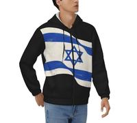 Sweat Zippé À Capuche Haut pour Hommes Israël Drapeau National Et Femmes Sweats Zippés Style Classique du Royaume-Uni Sweats De Travail