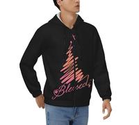Sweat Zippé À Capuche Homme Étoile De Noël Rose Classique Confortable Haut À Veste Manches Longues avec Poignets Côtelés Idéal Week-End Style Classique du Royaume-Uni Sweats De Travail