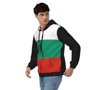 Sweat Zippé À Capuche Homme Pull Classique Bulgarie Drapeau National Haut Poignets Côtelés Sweat À Manches Longues Pull Over Sweat Zippé Haut Style Classique du Royaume-Uni