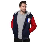 Sweat Zippé À Capuche Homme Pull Classique France Drapeau National Veste Polaire Haut Poignets Côtelés Sweat À Manches Longues Over Zippé Haut Style Classique Du Royaume-Uni