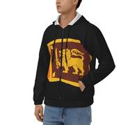 Sweat Zippé À Capuche Homme Pull Classique Sri Lanka Drapeau National Haut Poignets Côtelés Sweat À Manches Longues Pull Over Sweat Zippé Haut Style Classique du Royaume-Uni