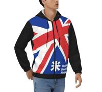 Sweat Zippé À Capuche Homme Royaume-Uni. Drapeau National Classique Confortable Haut À Veste Manches Longues avec Poignets Côtelés Idéal pour Le Week-End Style Classique du Royaume-Uni Sweats Travail