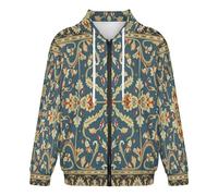 Sweat Zippé À Capuche Hommes Des Impressions Exquises Sweatshirt À Capuche Fleurs, Vignes Basique Couleurs Mélangées Pull Ample Cardigan, Parfait Pour Le Quotidien Au Printemps, Automne Hiver