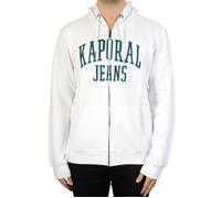 Sweat zippé à capuche Kaporal Peter - Blanc - Manches longues - Logo patché - Poche 2 S