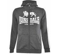 Sweat Zippé à Capuche - Lonsdale - Gris Foncé - Doublure Polaire - 2 Poches - Logo Lion Blanc XL