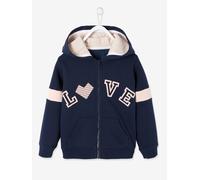 Sweat zippé à capuche sport Love fille marine 3A