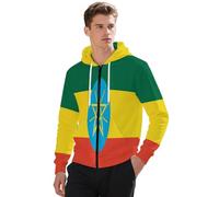 Sweat Zippé À Capuche Sweats De Travail pour Hommes Ethiopie Drapeau National Vêtements Hommes Durables Tenue De Travail Confortable Sweats Zippés Homme Style Classique du Royaume-Uni