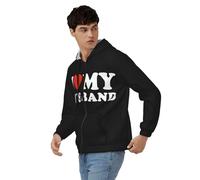 Sweat Zippé À Capuche Sweats De Travail pour Hommes J'aime Mon Mari Vêtements Hommes Durables Tenue De Travail Confortable Sweats Zippés Homme Style Classique du Royaume-Uni