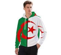 Sweat zippé à Capuche Unisexe -Algérie Double épaisseur Chapeau,Poches Avant,Coupe Confortable,Chaud et élégant,Parfait pour Automne et Hiver,Sport ou Loisirs,Blanc,XXS