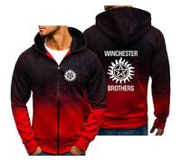 Sweat Zippé avec Capuche Super.natur-al, Veste à Capuche Fashion Imprimer, Sweatshirts Homme pour Printemps Automne, ExtéRieur(Red,L)