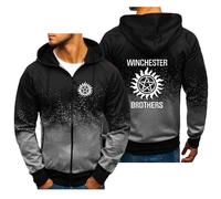 Sweat Zippé avec Capuche Super.natur-al, Veste à Capuche Fashion Imprimer, Sweatshirts Homme pour Printemps Automne, ExtéRieur(Gray,L)