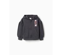 Sweat Zippé En Coton À Capuche Et Imprimé Floral Gris Foncé 7/8A