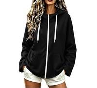 Sweat Zippé Femme à Capuche, Modèle Uni, pour l'Hiver, Usage Quotidien