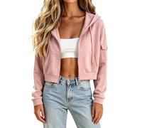 Sweat Zippé Femme à Capuche, Modèle Uni, Silhouette Oversize, avec Cordon
