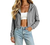 Sweat Zippé Femme à Capuche, Modèle Uni, Silhouette Oversize, avec Poches