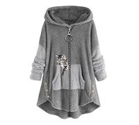 Sweat Zippé Femme à Capuche- Sweat-Shirt Grande Taille Imprimé Mignon Chaude Ample Hoodies Quotidien avec Poches Casual Douce Automne Et Hiver pour Adultes Ados IntéRieur ExtéRieur Longue