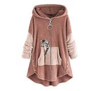 Sweat Zippé Femme à Capuche- Sweat-Shirt Grande Taille Imprimé Mignon Chaude Ample Hoodies Quotidien avec Poches Casual Douce Automne Et Hiver pour Adultes Ados IntéRieur ExtéRieur Longue