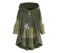 Sweat Zippé Femme à Capuche- Sweat-Shirt Grande Taille Imprimé Mignon Chaude Ample Hoodies Quotidien avec Poches Casual Douce Automne Et Hiver pour Adultes Ados IntéRieur ExtéRieur Longue