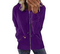 Sweat Zippé Femme Couleur Unie Poche Manches Longues Vestes Casual sans Capuche Sport Sweat-Shirt DéContracté ExtéRieur Travail Streetwear Pulls Printemps Automne Sweatshirt Cardigan