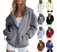 Sweat Zippé Femme Grande Taille, Veste Sport Femme Capuche Sweatshirt Mi Saison Hoodie Automne Manteau Décontracté Manteaux Polyvalent Veste Leger Vêtements Uni Survêtement avec Poche Sweat
