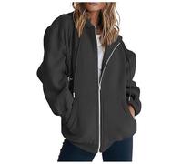 Sweat Zippé Femme Manches Longues Décontracté À Capuche Veste Jogging Sweats Sweatshirts Chaude Bombers Femmes Printemps Pulls, Gilets Et Mi Saison Gilet Zippée Vetement De Sport Legere,2-Gris,XXL