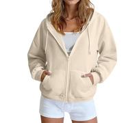 Sweat Zippé Femme Manteaux Sweat Capuche Zippé Beige Chasse Chic a Capuche Automne Bombers Veste Hiver Mi Saison Légère Grande Taille Longue Elegant Veste Automne Femme Beige XXL