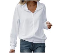 Sweat Zippé Femme Pull Couleur Unie Manches Longues Hauts Polyvalente Pour Femme Sweat-Shirt avec Fermeture éClair Veste de Sport avec Poches Pullover sans Capuche Femme Blouson Pas Cher Casual