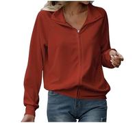 Sweat Zippé Femme Pull Couleur Unie Manches Longues Hauts Polyvalente Pour Femme Sweat-Shirt avec Fermeture éClair Veste de Sport avec Poches Pullover sans Capuche Femme Blouson Pas Cher Casual