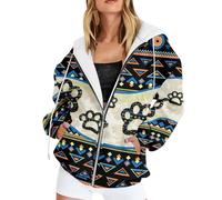 Sweat Zippé Femme Pull Graphique Coupe Relax Imprimé Tendance Confort Toutes Saisons pour Un Look Facile pour Le Quotidien et Le W nd (Other, XL)