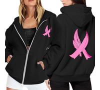 Sweat Zippé Femme Sweats À Capuche Gilet Pink October Manches Longues Décontracté Pull Couple Vêtements Cardigan Rose Sans Octobre Hoodie Veste De Survêtement Fermeture Éclair Polaire Le noir 3XL