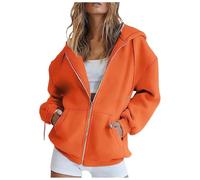 Sweat Zippé Femme Sweatshirts Veste Jogging Capuche Printemps Chaude À a Manches Longues Décontracté Legere Bombers Femmes Hoodie De Sport Gilet Vetement Vestes Sweats Sweet Mi Saison,2-Orange,XL