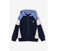 VERTBAUDET Sweat Zippé Garçon Capuche Coloblock Bleu Moyen 10A