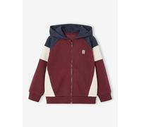 Sweat zippé garçon capuche coloblock bordeaux 6A
