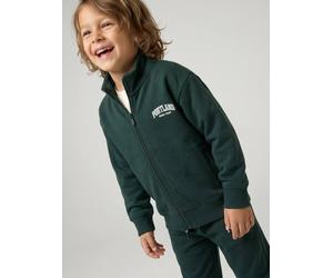 Sweat zippé garçon col camionneur vert sapin 4A