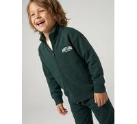 Sweat zippé garçon col camionneur vert sapin 5A