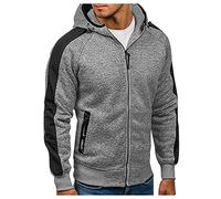 Sweat Zippé Homme Gris Automne Hiver Chaud Veste Sweats à Capuche Homme Capuche Sportswear Sweat Décontracté Hoodie Cardigan Manches Longues Couleur Unie Sweat-Shirt avec Poche Sweat Vêtements